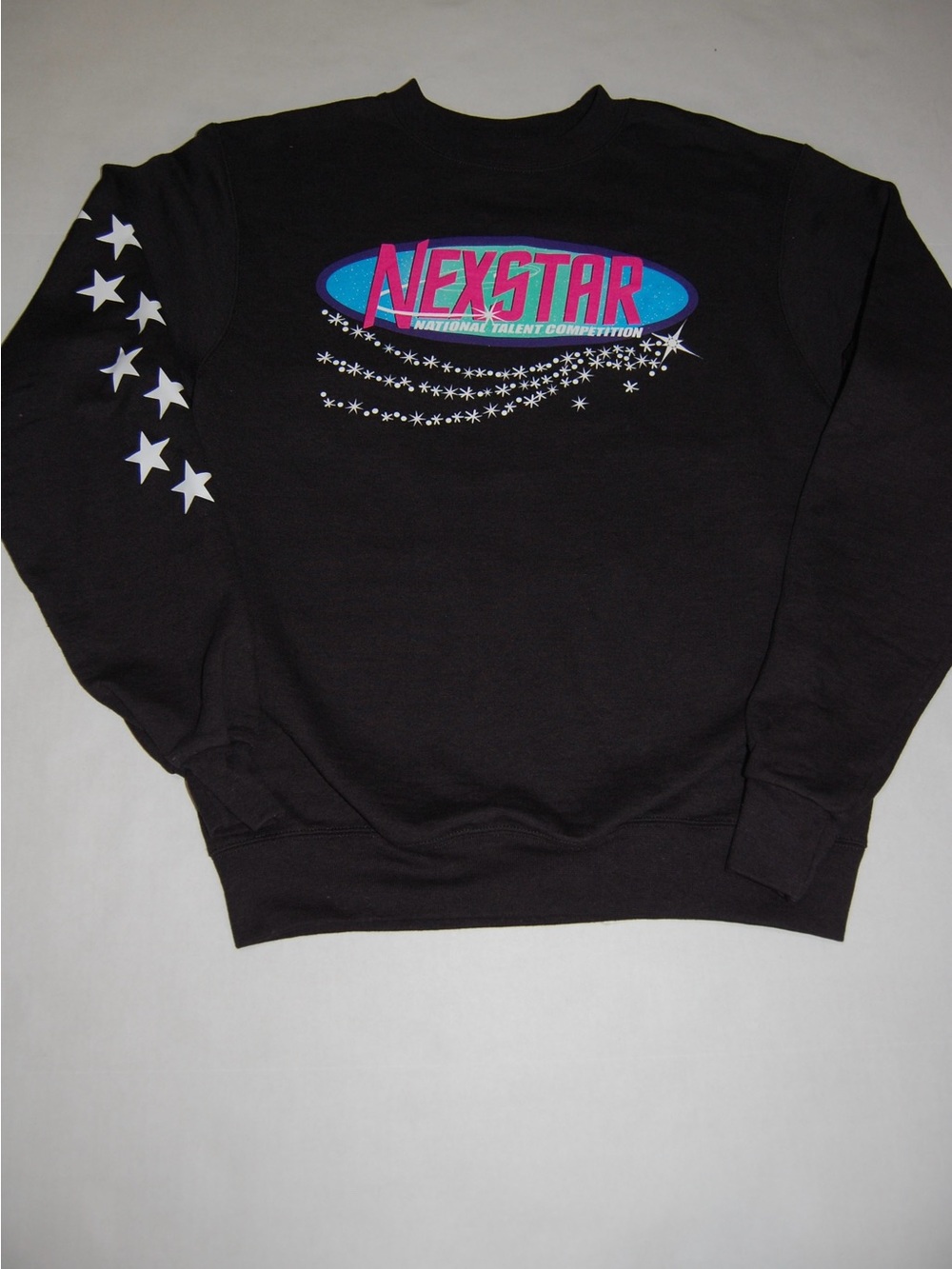 Champion Black Crewneck Sweatshirt with Pink & Blue Nexstar Logo Adult Small